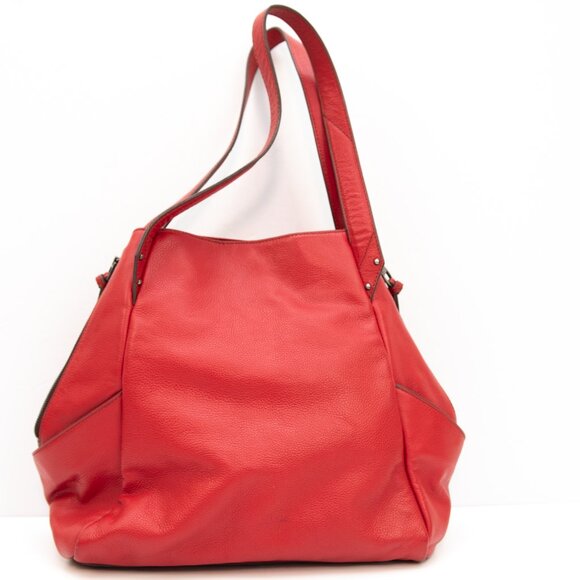 Kooba Shoulder Bag Pebbled Leather Convertible Side Panels Red - Picture 3 of 16